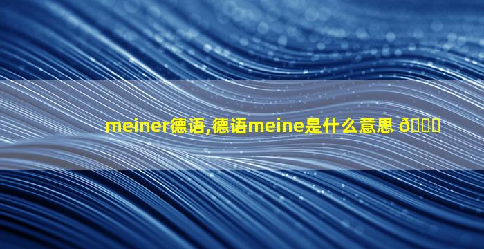 meiner德语,德语meine是什么意思 🐘
